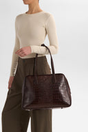 Markberg Elara Arbejdstaske Espresso Brown Croco